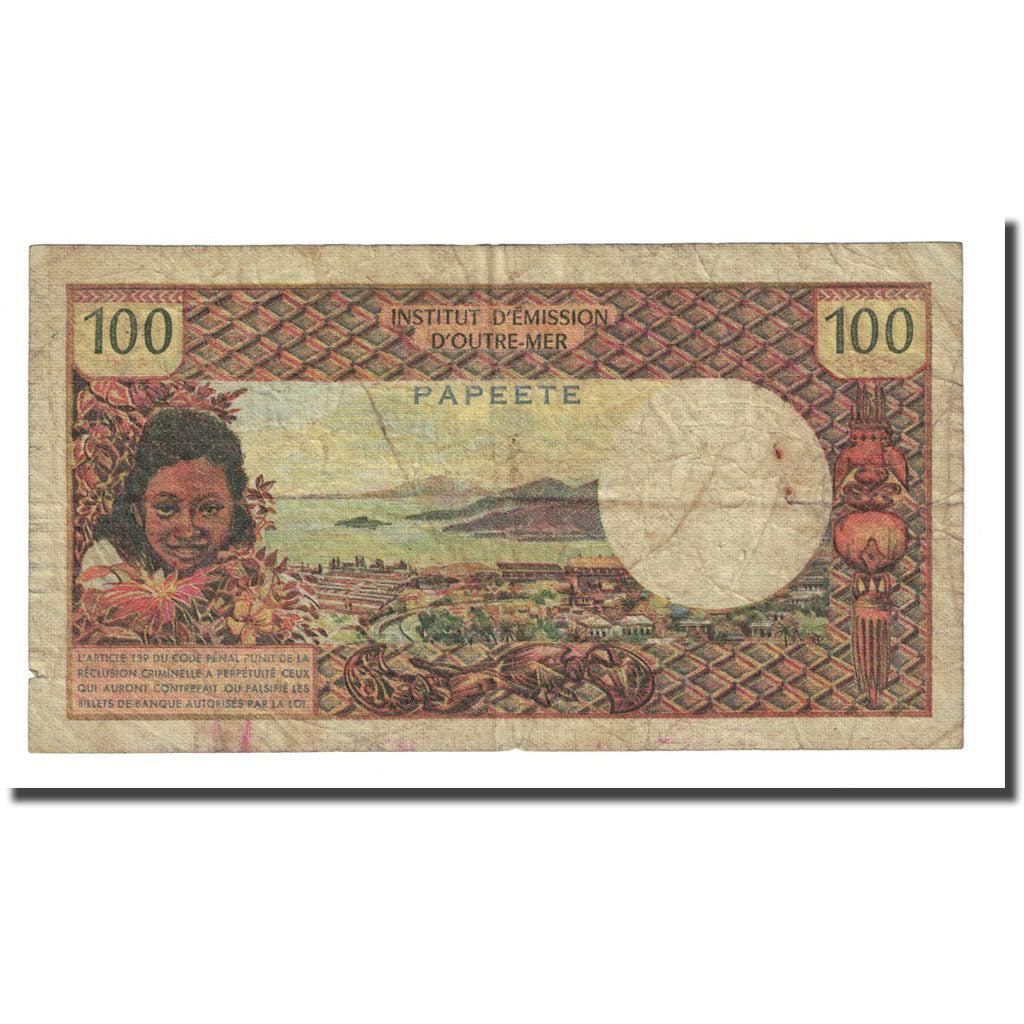 Banknote, Tahiti, 100 Francs, 1971, KM:24a, VF(20-25)