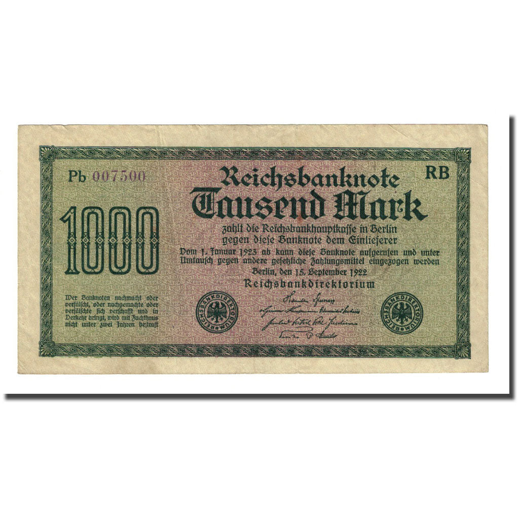 Banknote, Germany, 1000 Mark, 1922-09-15, KM:76d, EF(40-45)