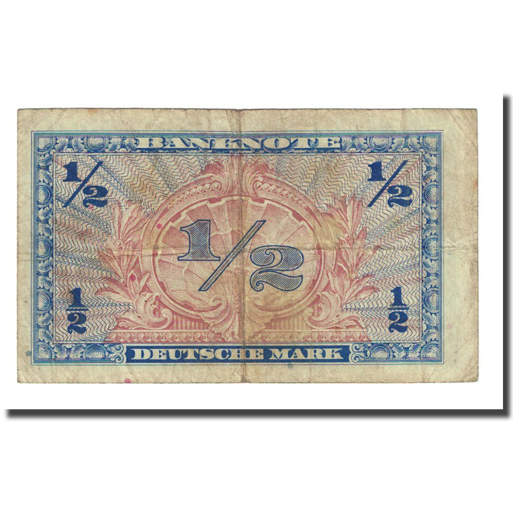Banconote, GERMANIA - REPUBBLICA FEDERALE, 1/2 Deutsche Mark, 1948, KM:1a, MB