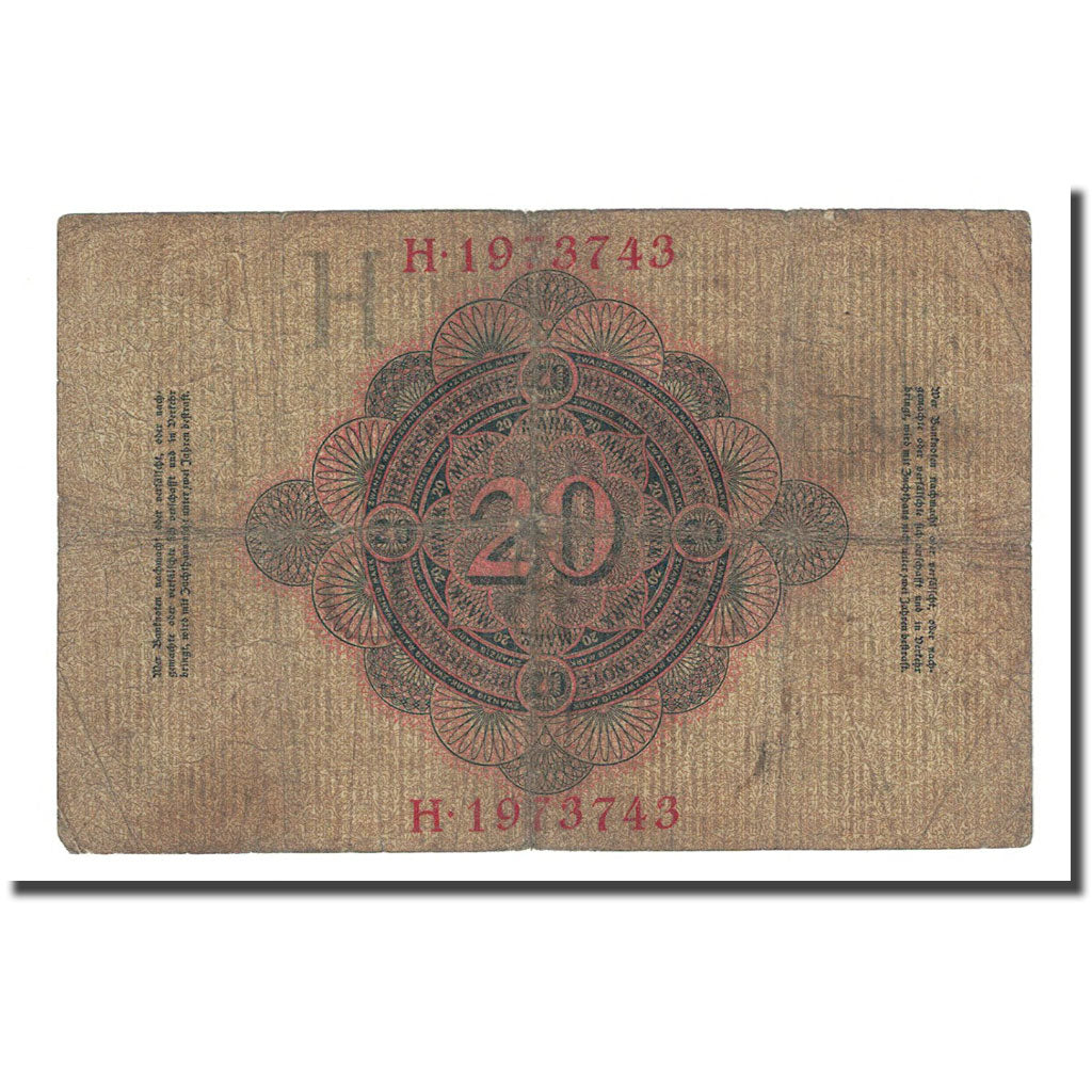 Banknote, Germany, 20 Mark, 1910-04-21, KM:40b, VF(20-25)