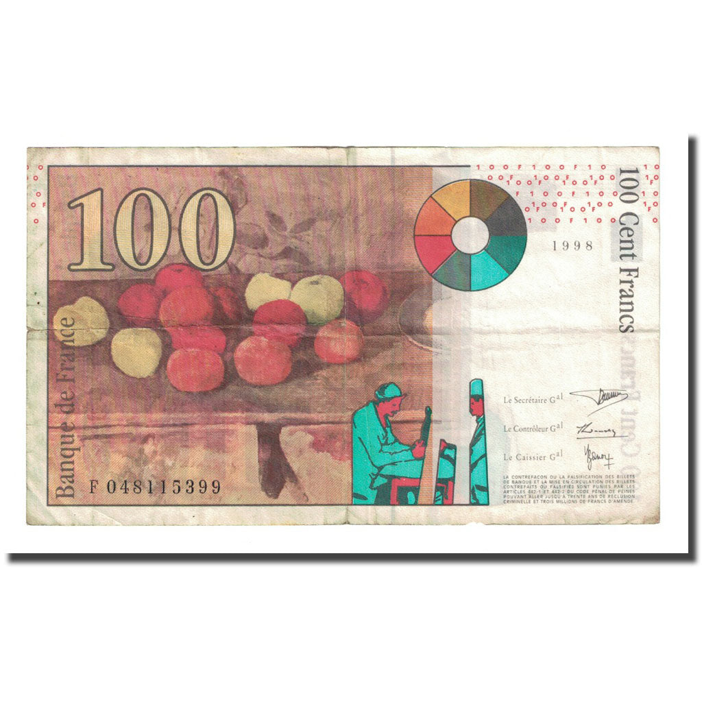 Francia, 100 Francs, 100 F 1997-1998 ''Cézanne'', 1998, MBC, Fayette:74.2