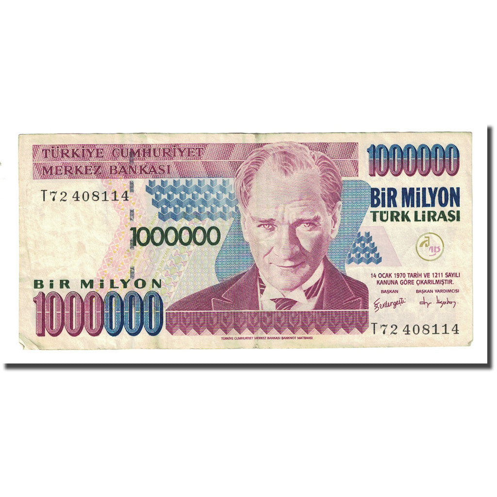 Banknote, Turkey, 1,000,000 Lira, L.1970, KM:213, EF(40-45)