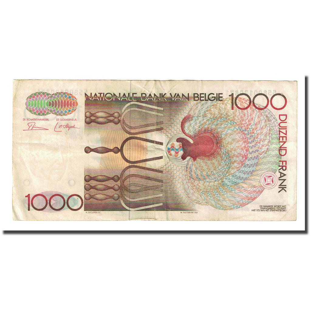 Banknote, Belgium, 1000 Francs, Undated (1980-96), KM:144a, EF(40-45)