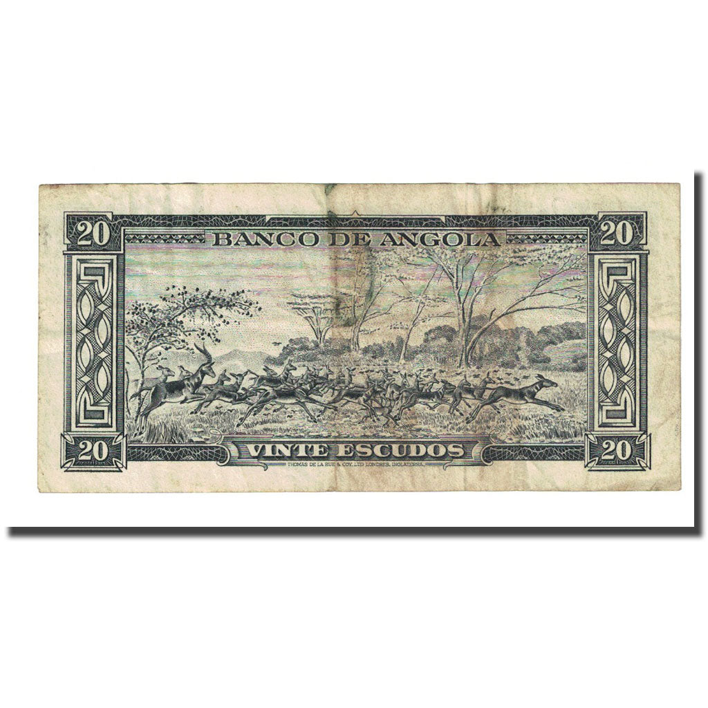 Banknote, Angola, 20 Escudos, 1962-06-10, KM:92, VF(20-25)