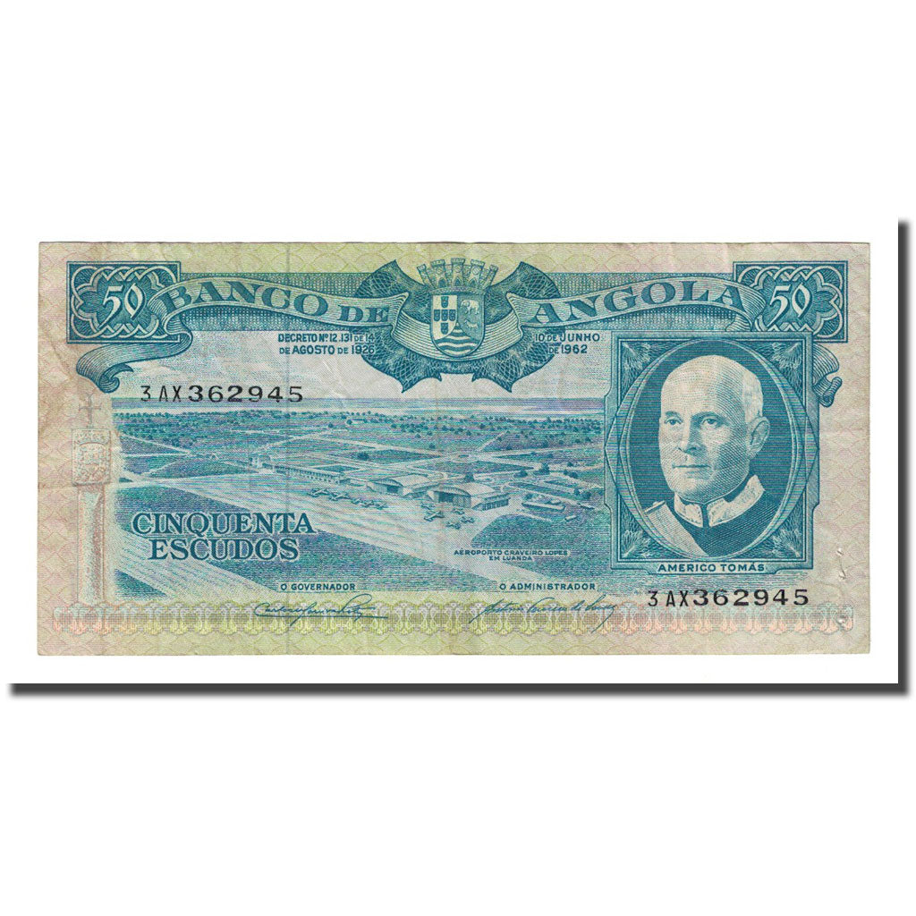 Banknote, Angola, 50 Escudos, 1962-06-10, KM:93, VF(20-25)