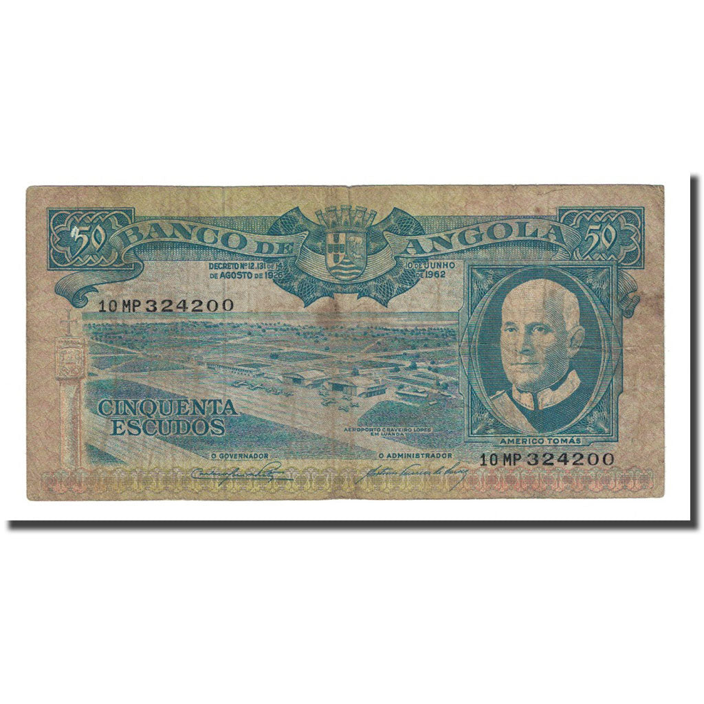 Banknote, Angola, 50 Escudos, 1962-06-10, KM:93, VF(20-25)