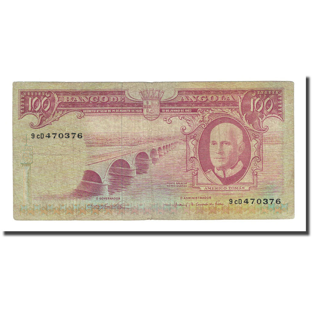 Billete, 100 Escudos, Angola, 1962-06-10, KM:94, MBC