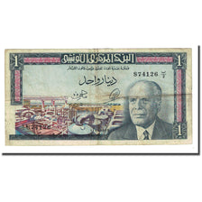 Banknote, Tunisia, 1 Dinar, 1965-06-01, KM:63a, VF(20-25)