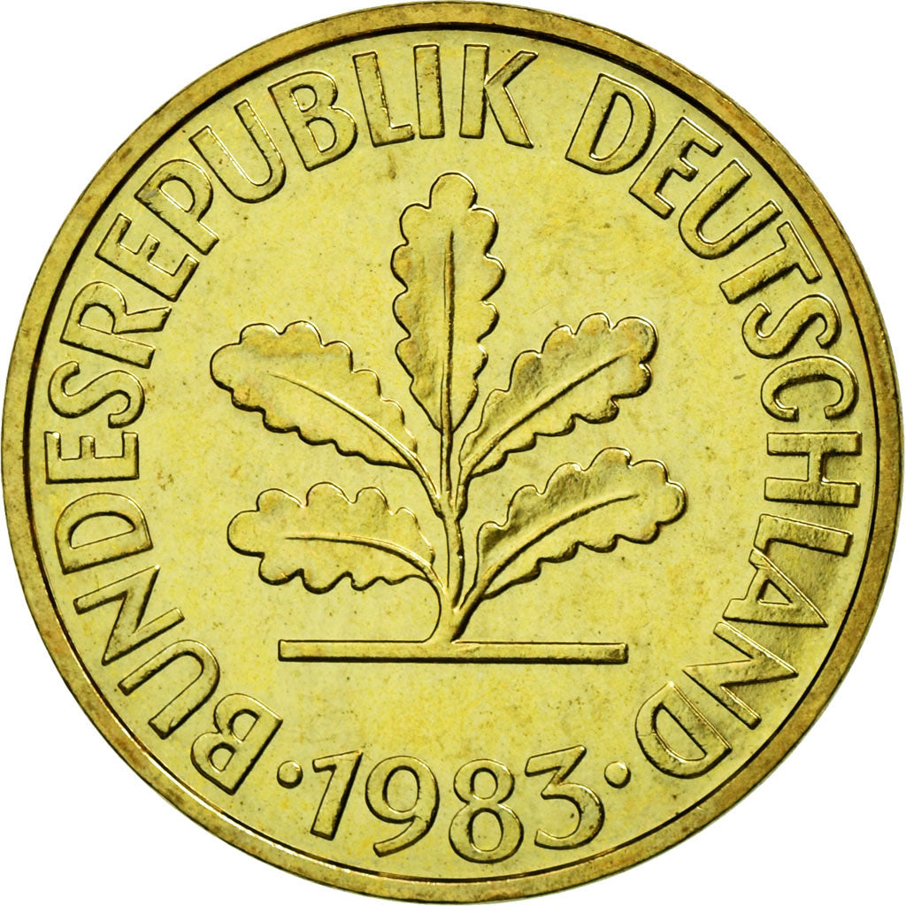 Coin, GERMANY - FEDERAL REPUBLIC, 10 Pfennig, 1983, Munich, MS(63), Brass Clad