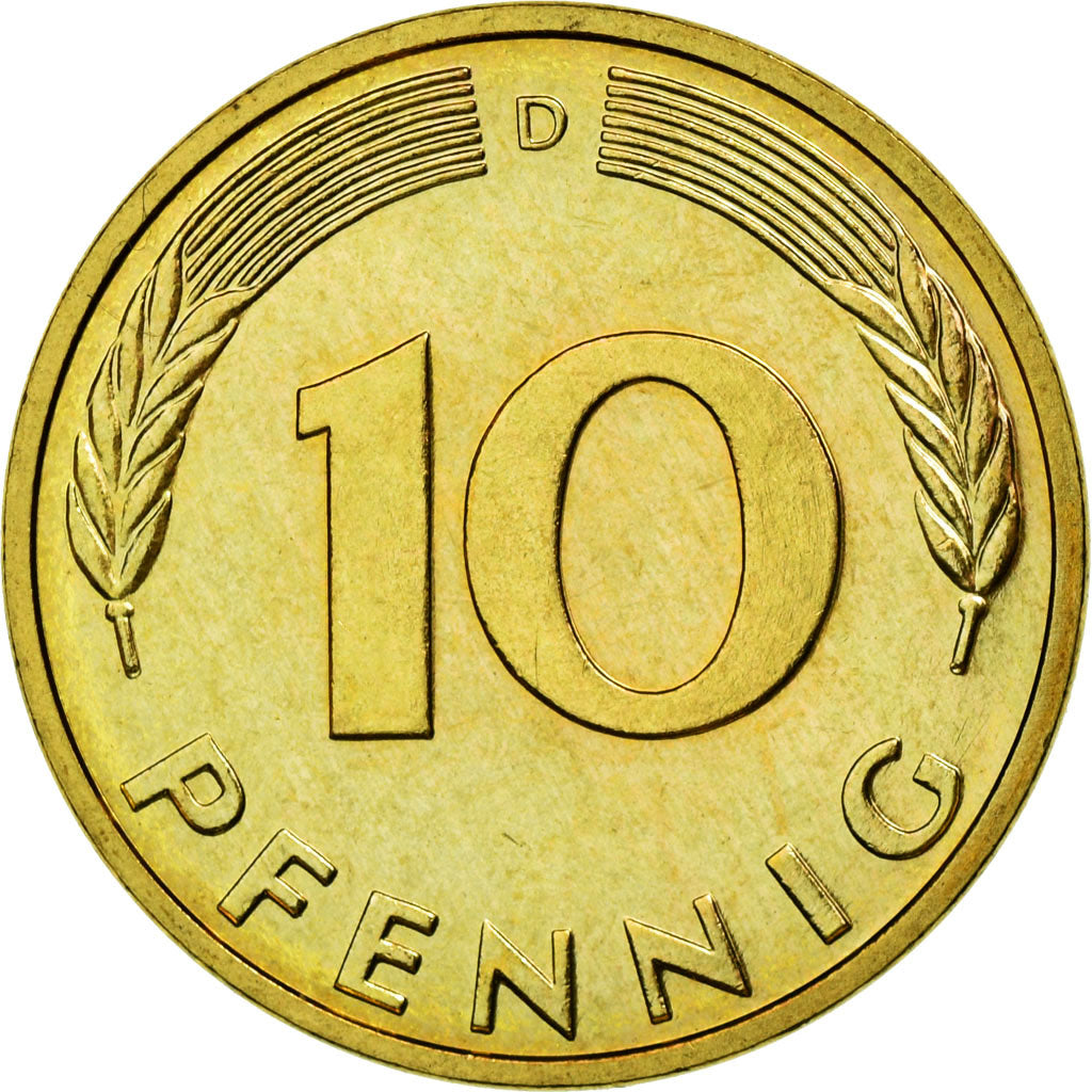 Coin, GERMANY - FEDERAL REPUBLIC, 10 Pfennig, 1983, Munich, MS(63), Brass Clad