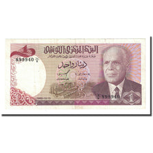Banknote, Tunisia, 1 Dinar, 1980-10-15, KM:74, AU(55-58)