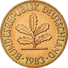 Coin, GERMANY - FEDERAL REPUBLIC, 2 Pfennig, 1983, Munich, MS(63), Copper Plated
