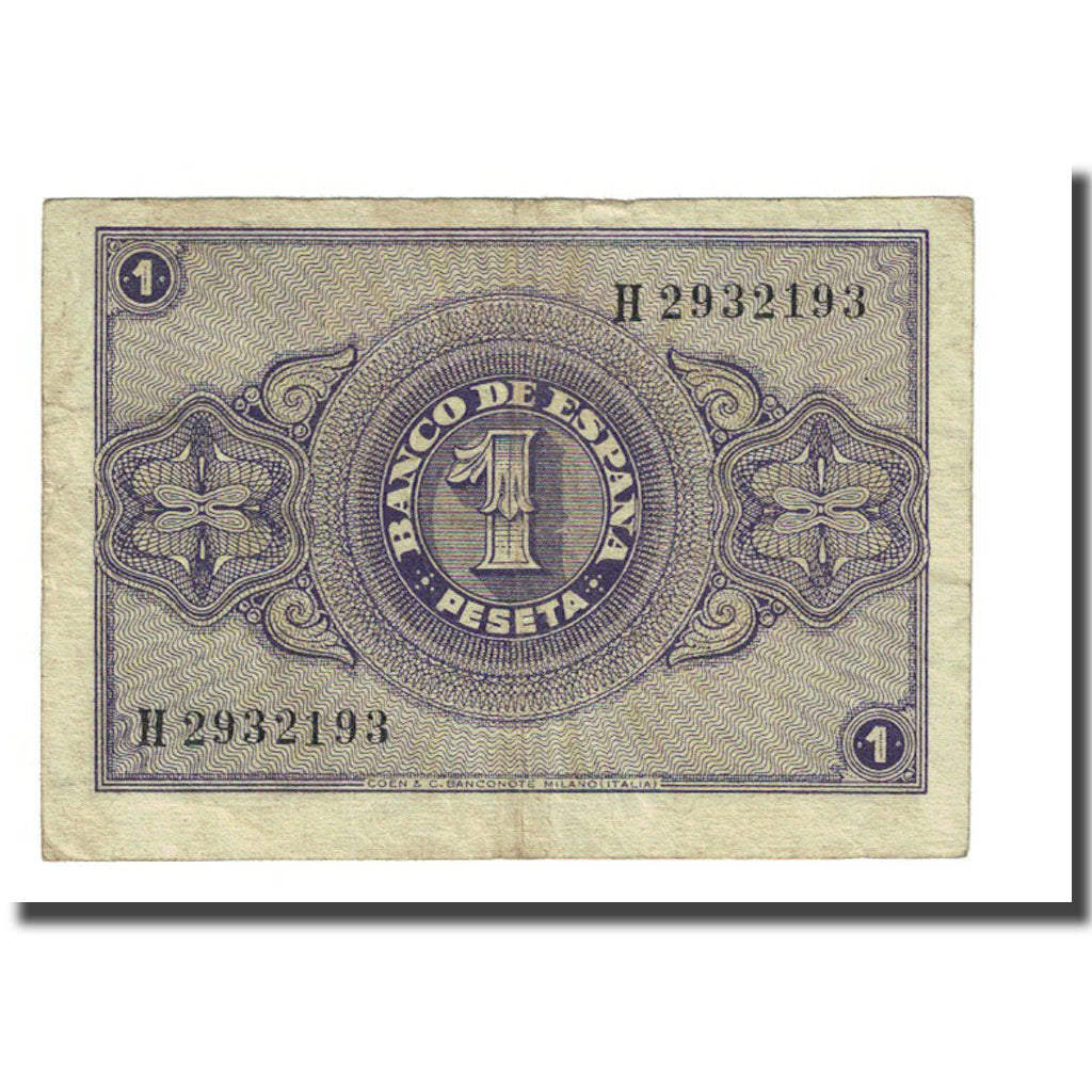 Banknote, Spain, 1 Peseta, 1938-04-30, KM:108a, VF(20-25)