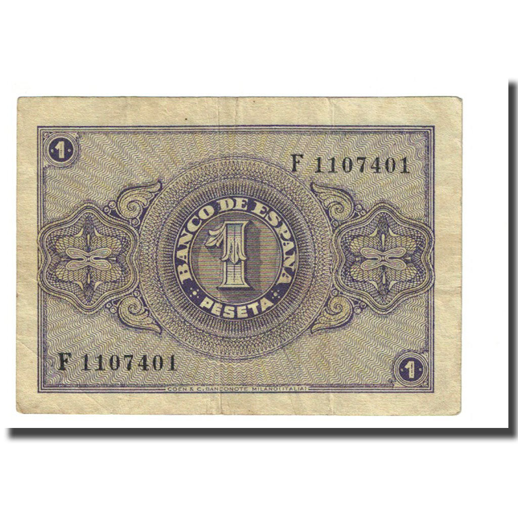 Banknote, Spain, 1 Peseta, 1938-04-30, KM:108a, EF(40-45)