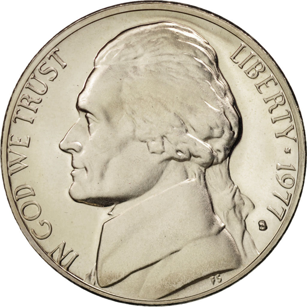 United States, Jefferson Nickel, 5 Cents, 1977, San Francisco, MS(65-70),KM A192