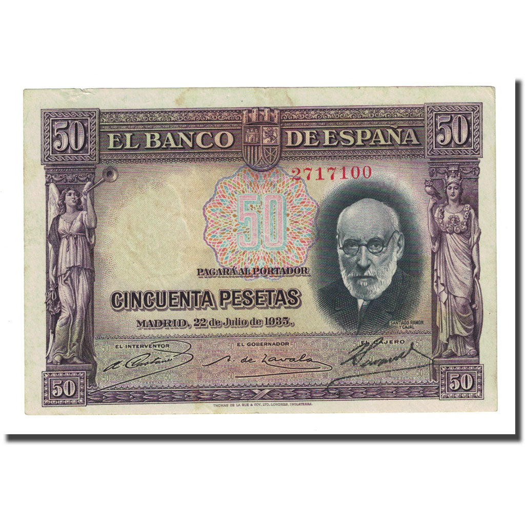 Banknote, Spain, 50 Pesetas, 1935-07-22, KM:88, EF(40-45)