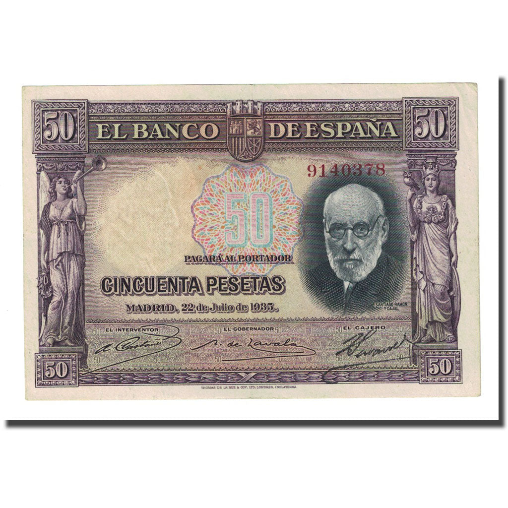 Banknote, Spain, 50 Pesetas, 1935-07-22, KM:88, AU(50-53)