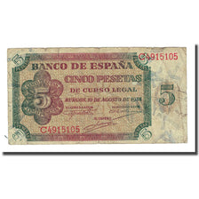 Banknote, Spain, 5 Pesetas, 1938-08-10, KM:110a, VG(8-10)