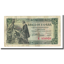 Banknote, Spain, 5 Pesetas, 1945-06-15, KM:129a, EF(40-45)