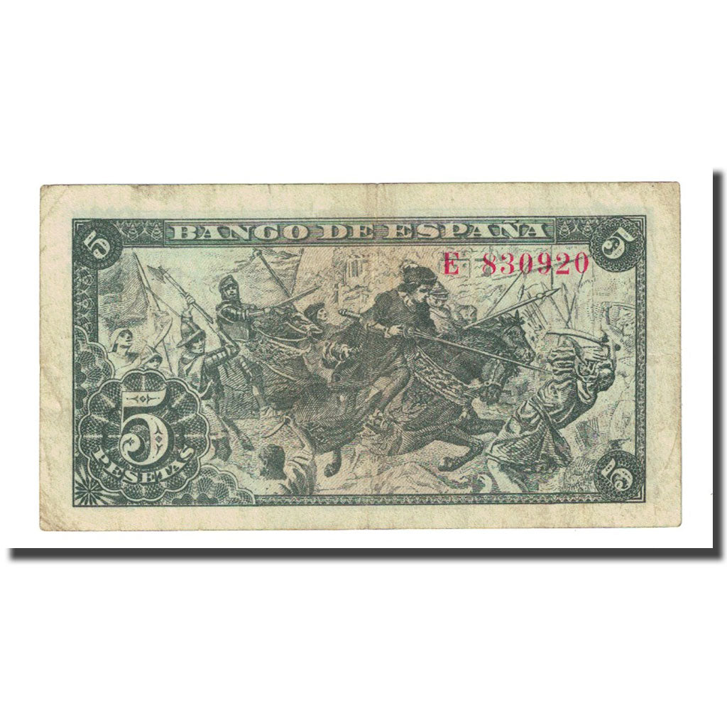 Banknote, Spain, 5 Pesetas, 1945-06-15, KM:129a, EF(40-45)