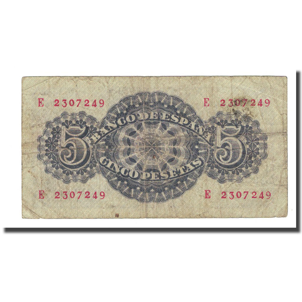 Banknote, Spain, 5 Pesetas, 1947-04-12, KM:134a, VF(20-25)