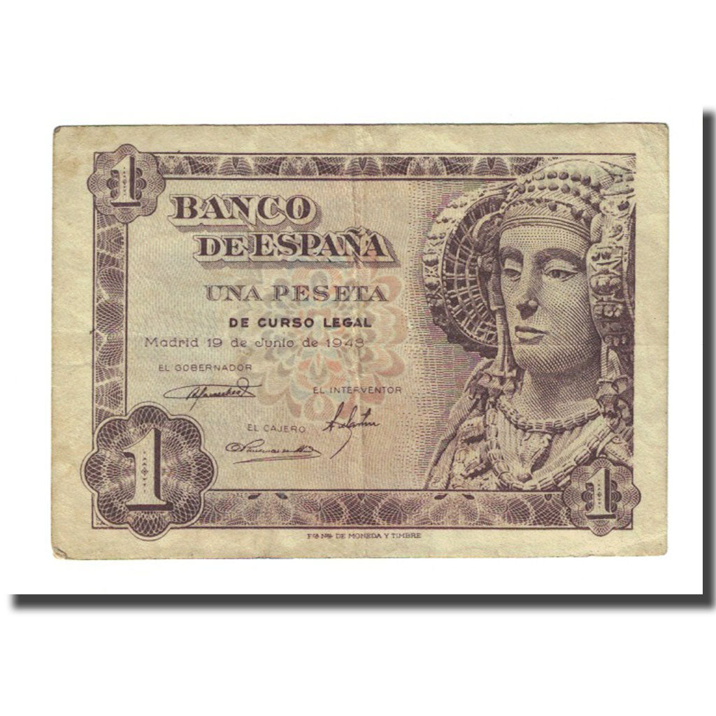 Banknote, Spain, 1 Peseta, 1948-06-19, KM:135a, VF(30-35)