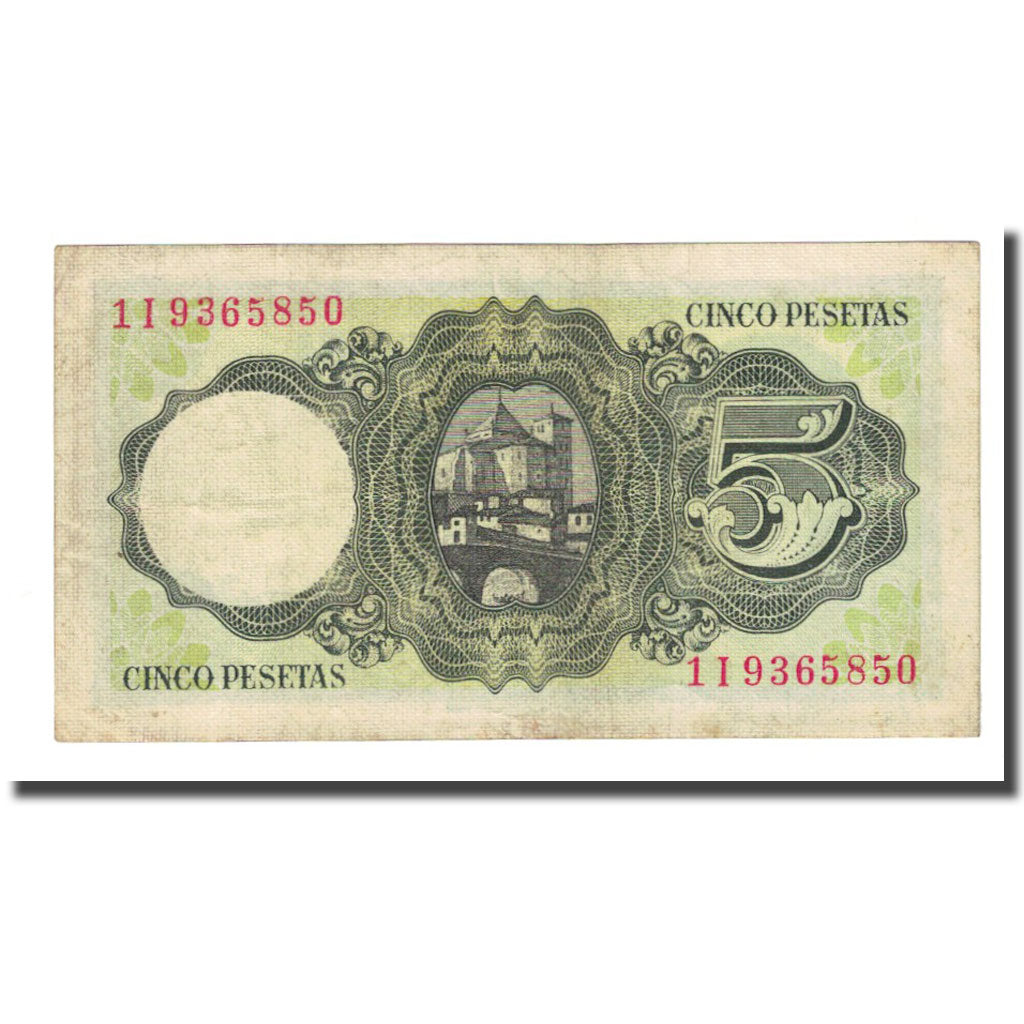 Banknote, Spain, 5 Pesetas, 1951-08-16, KM:140a, VF(20-25)