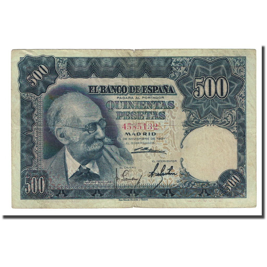 Banknote, Spain, 500 Pesetas, 1951-11-15, KM:142a, VF(20-25)