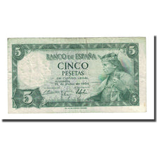 Banknote, Spain, 5 Pesetas, 1954-07-22, KM:146a, VF(20-25)