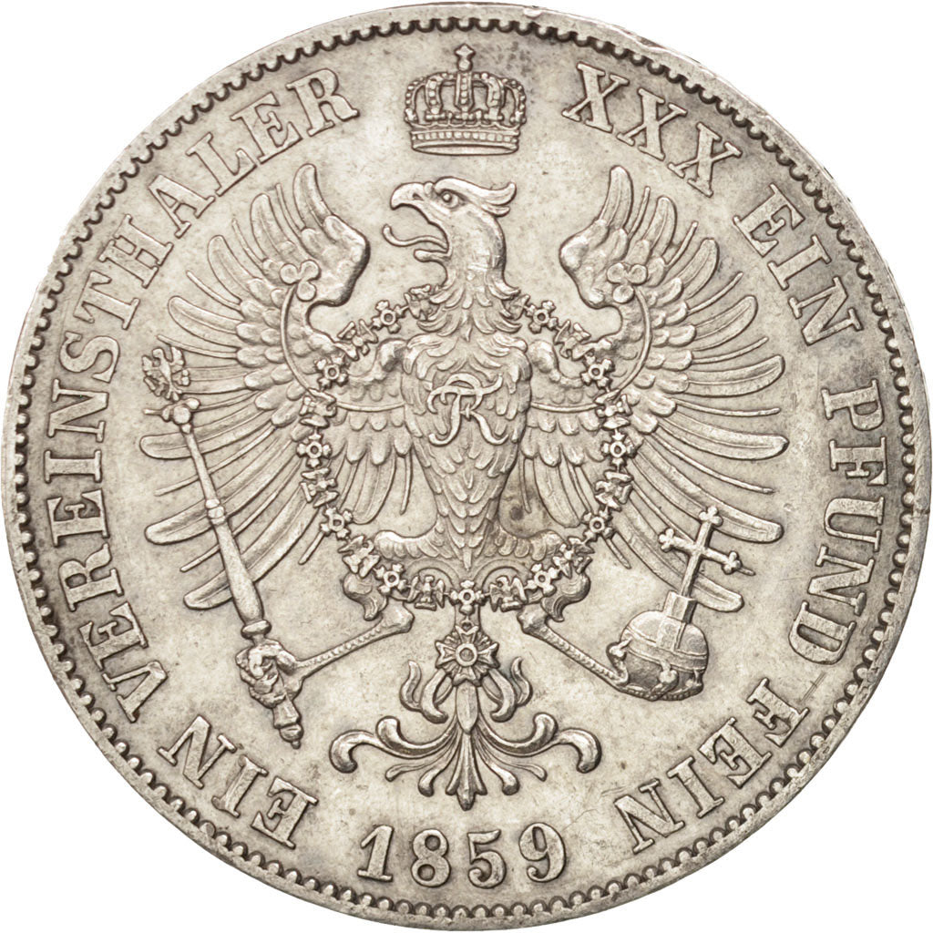 German States, PRUSSIA, Friedrich Wilhelm IV, Thaler, 1859, Berlin, AU(50-53)
