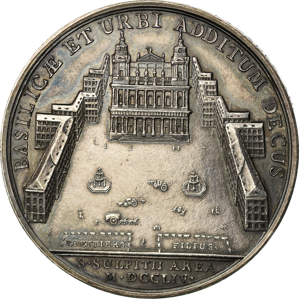 France, Medal, Louis XV, Construction de la Place Saint Sulpice, 1912, Duvivier