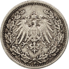 Coin, GERMANY - EMPIRE, 1/2 Mark, 1918, Stuttgart, EF(40-45), Silver, KM:17