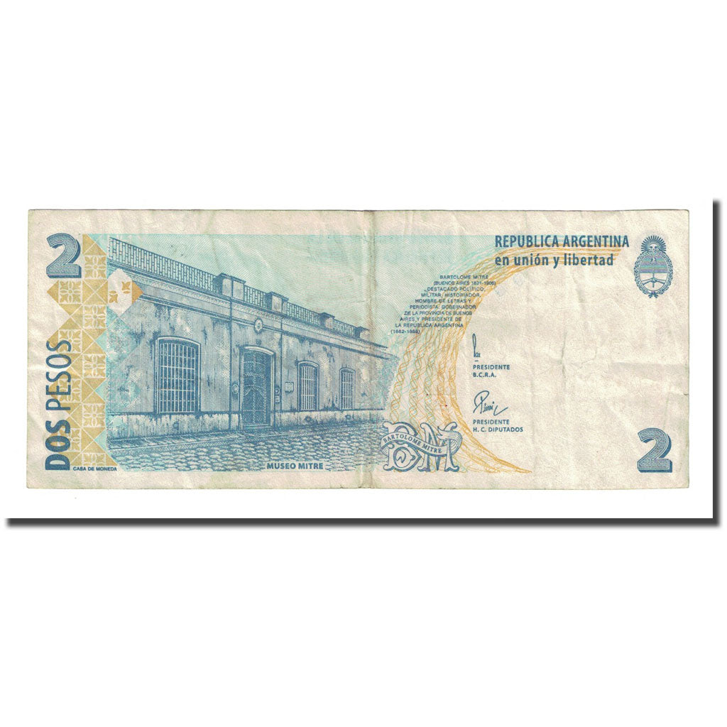 Banknote, Argentina, 2 Pesos, Undated (1997-2002), KM:346, VF(20-25)