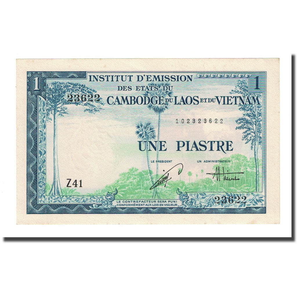 Banknote, FRENCH INDO-CHINA, 1 Piastre = 1 Dong, Undated (1954), KM:105
