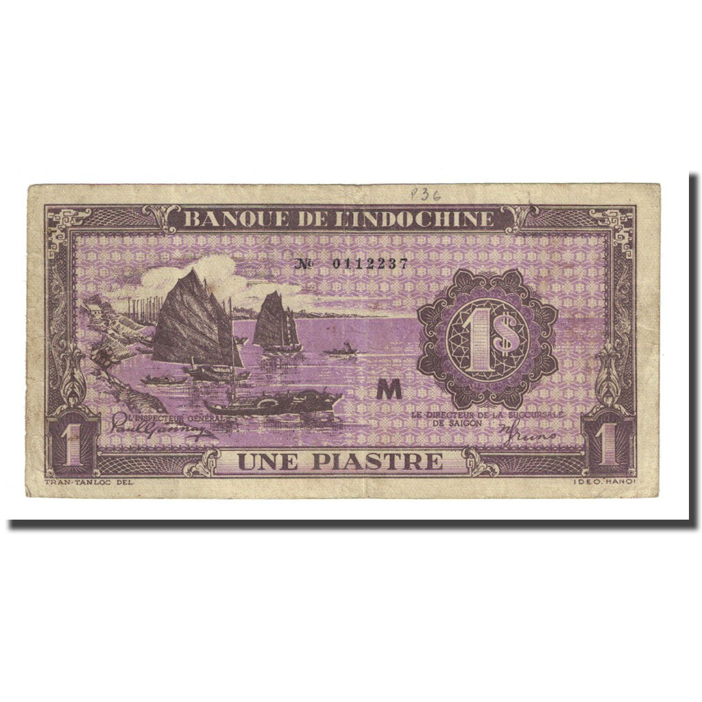 Banknote, FRENCH INDO-CHINA, 1 Piastre, Undated (1942-45), KM:60, VF(20-25)