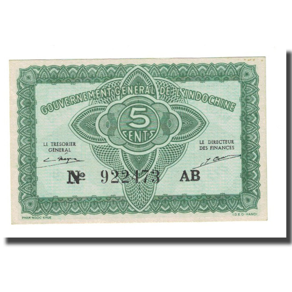 Banconote, INDOCINA FRANCESE, 5 Cents, Undated (1942), KM:88a, SPL