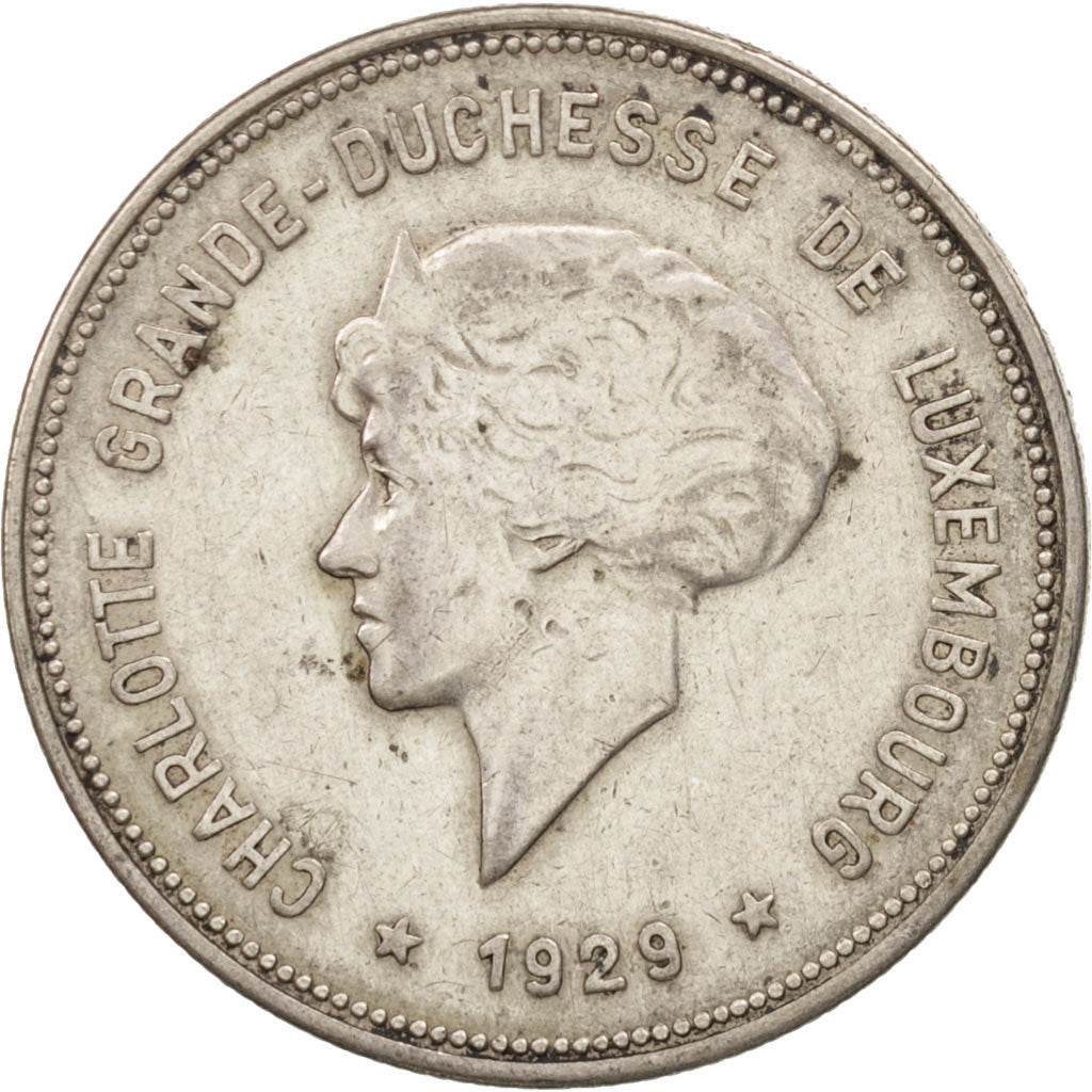 Luxembourg, Charlotte, 5 Francs, 1929, EF(40-45), Silver, KM:38