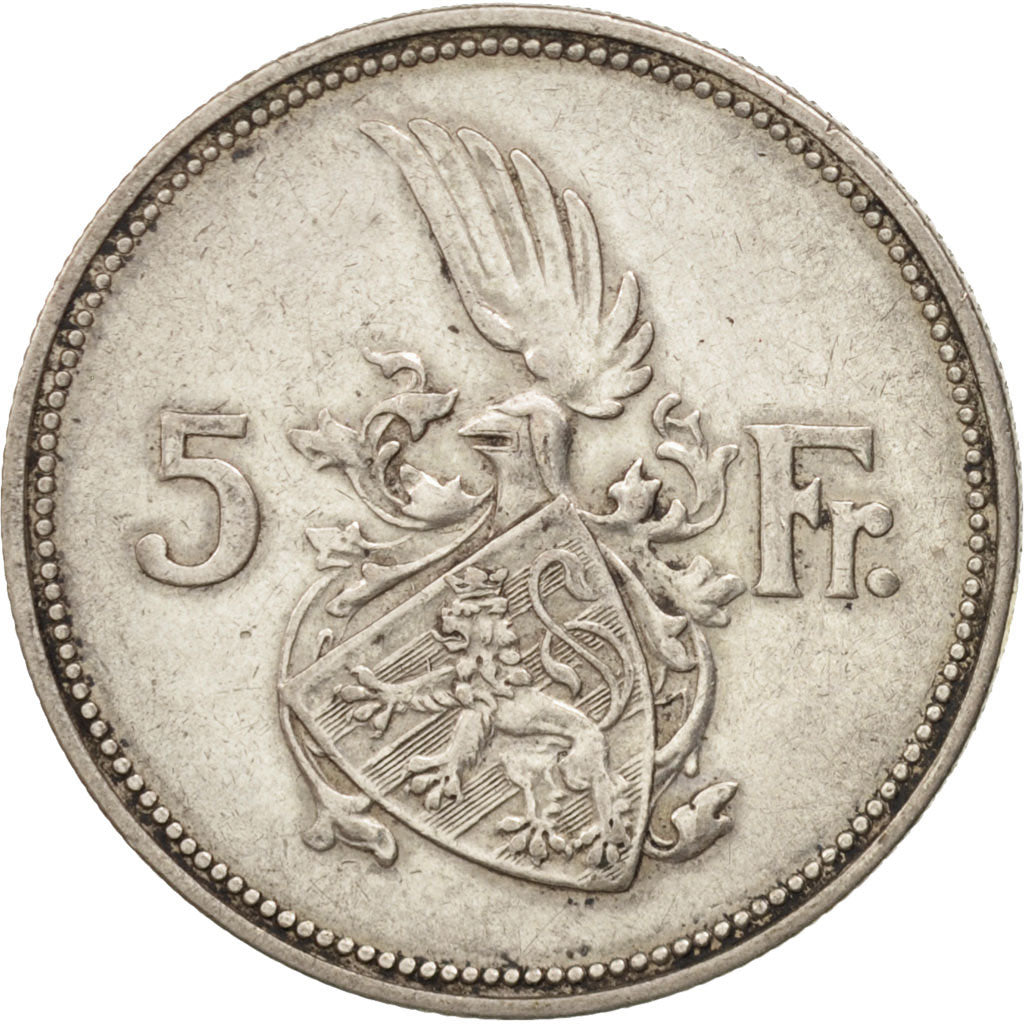 Luxembourg, Charlotte, 5 Francs, 1929, EF(40-45), Silver, KM:38