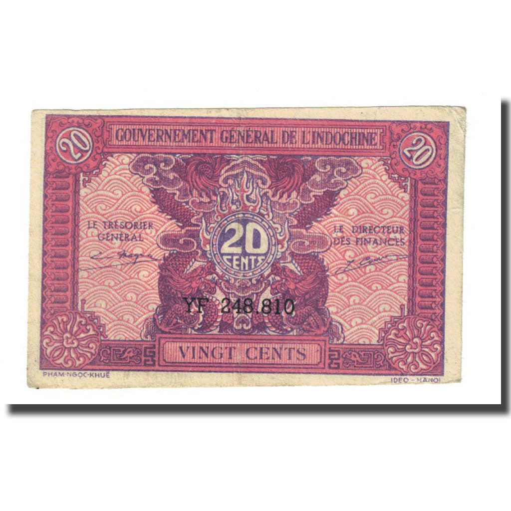 Banconote, INDOCINA FRANCESE, 20 Cents, Undated (1942), KM:90, MB