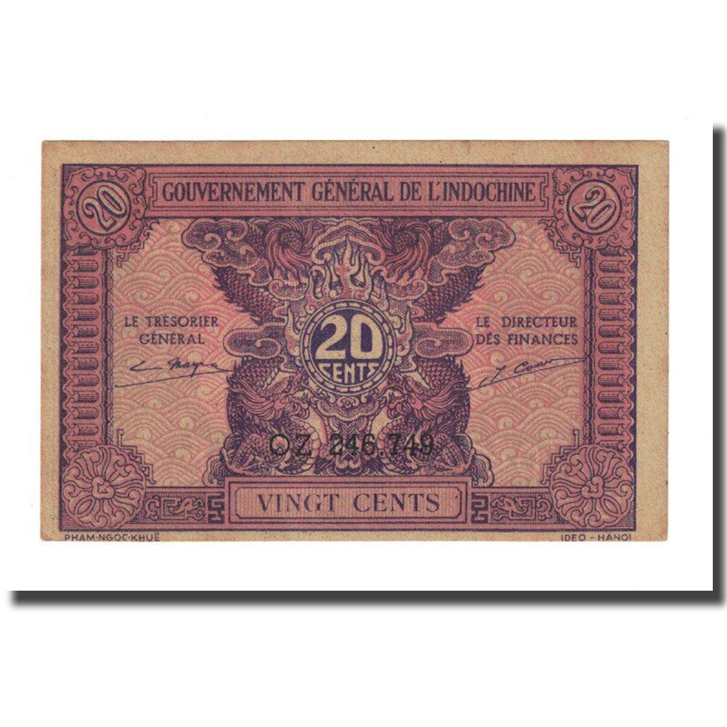 Banconote, INDOCINA FRANCESE, 20 Cents, Undated (1942), KM:90, SPL