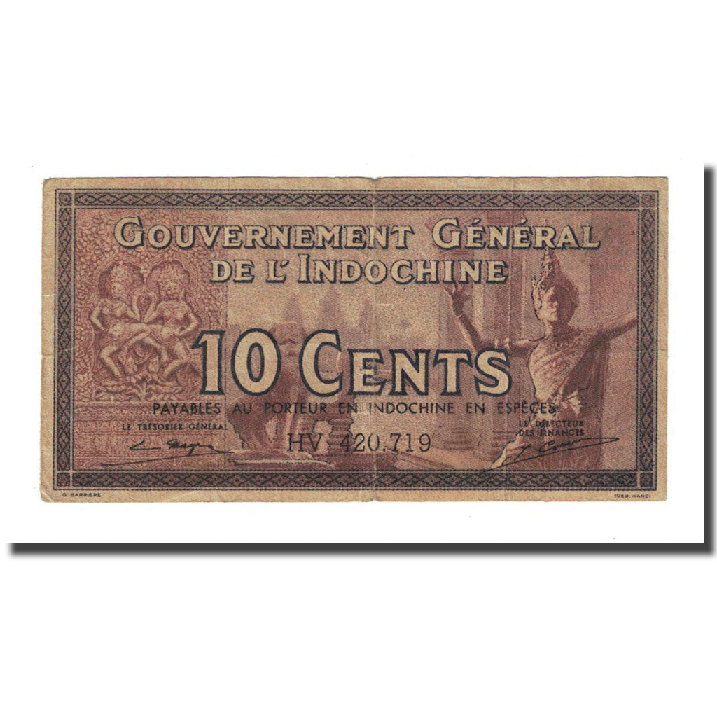 Banknote, FRENCH INDO-CHINA, 10 Cents, Undated (1939), KM:85e, VF(20-25)