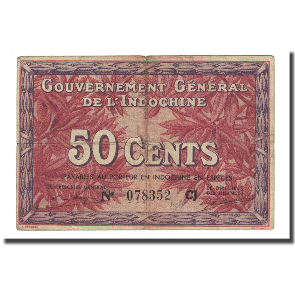 Banknote, FRENCH INDO-CHINA, 50 Cents, Undated (1939), KM:87d, VF(20-25)
