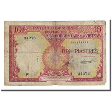 Billet, FRENCH INDO-CHINA, 10 Piastres = 10 Kip, Undated (1953), KM:102, B+