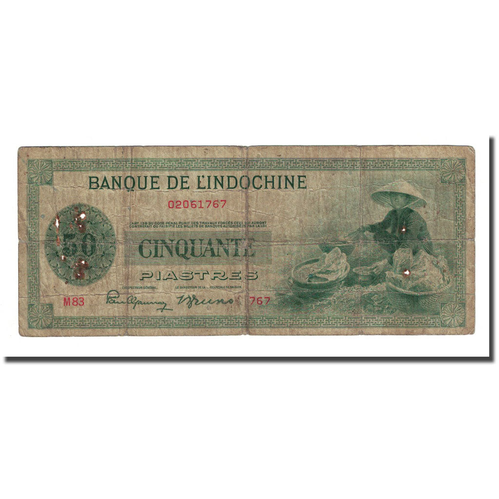 Geldschein, FRENCH INDO-CHINA, 50 Piastres, undated (1945), KM:77a, SGE+