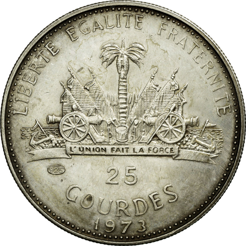 Coin, Haiti, 25 Gourdes, 1973, AU(50-53), Silver, KM:103
