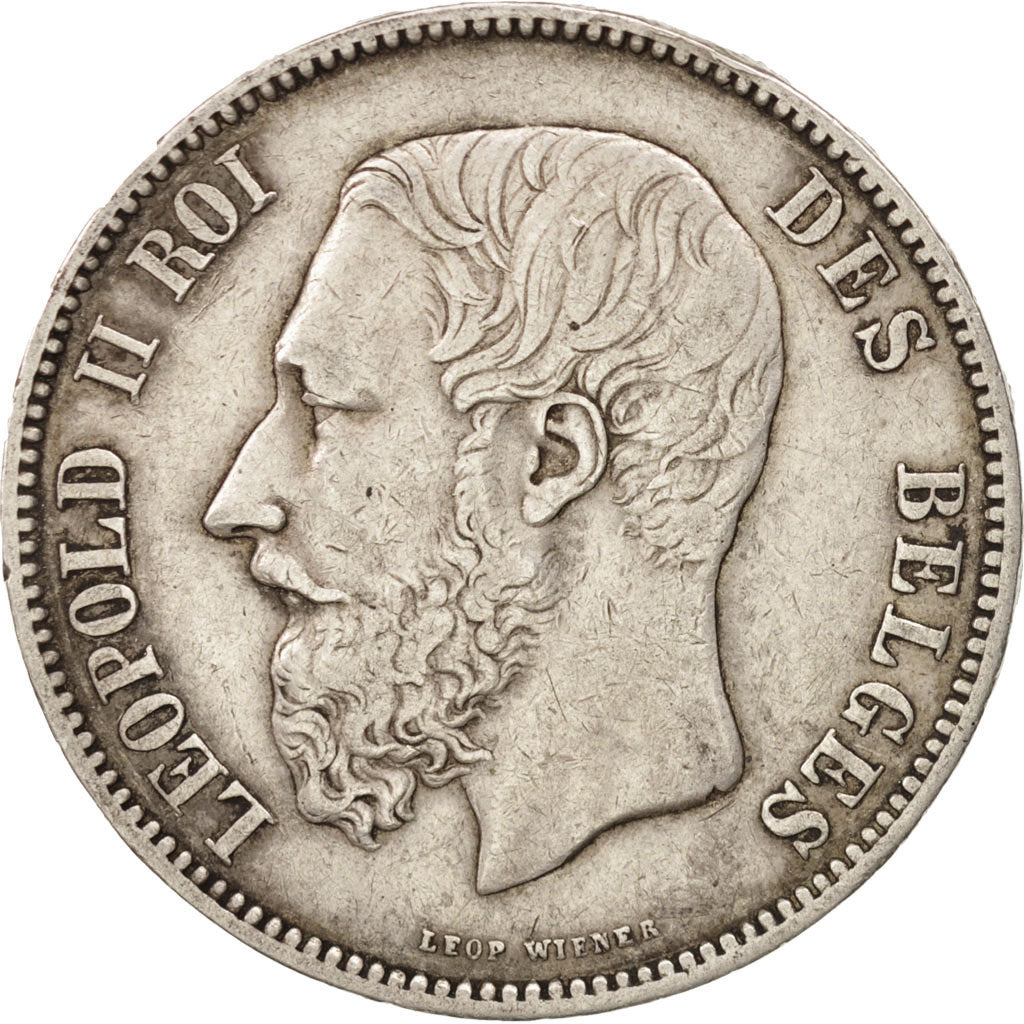 Belgium, Leopold II, 5 Francs, 5 Frank, 1875, EF(40-45), Silver, KM:24