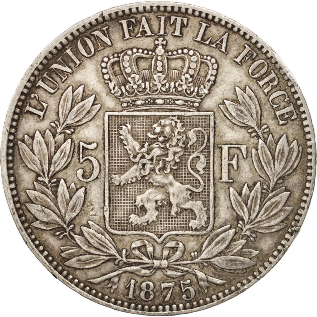 Belgium, Leopold II, 5 Francs, 5 Frank, 1875, EF(40-45), Silver, KM:24