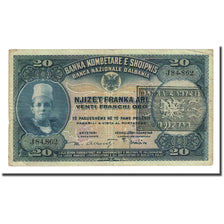 Banknote, Albania, 20 Franka Ari, Undated (1926), KM:3a, VF(30-35)