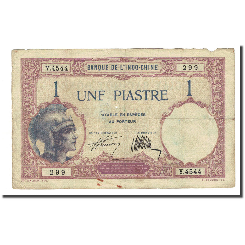 Banknote, FRENCH INDO-CHINA, 1 Piastre, Undated (1927-31), KM:48b, F(12-15)