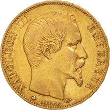 France, Napoleon III, 20 Francs, 1858, Strasbourg,EF(40-45),KM 781.2,Gadoury1061
